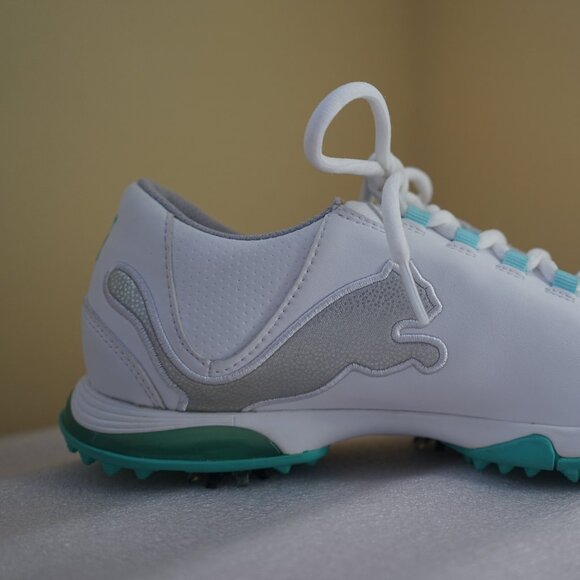 Puma Women's Biofusion Golf Shoes White/Silver Metallic/Aqua Splash, 8.5 M - Picture 4 of 16
